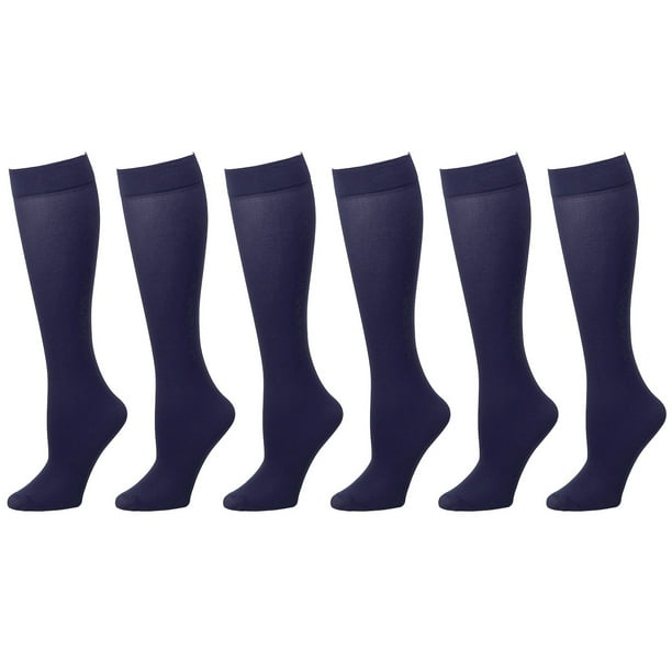 Falari 6Pack Navy Women Trouser Socks with Comfort Band Stretchy