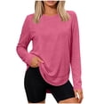thumbnail image 2 of CBASIHI Womens Workout Tops Long Sleeve- Comfy Loose Fit Yoga Gym Athletic Casual Crew Neck T Shirts Hot Pink Size M, 2 of 7