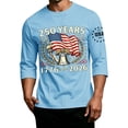 thumbnail image 3 of GrmtClth Men's American Flag Shirt Patriotic Usa 250th Anniversary Top Classic 3/4 Sleeve Tee Quick Dry Soft Round Neck Clothes Light Blue XL, 3 of 5