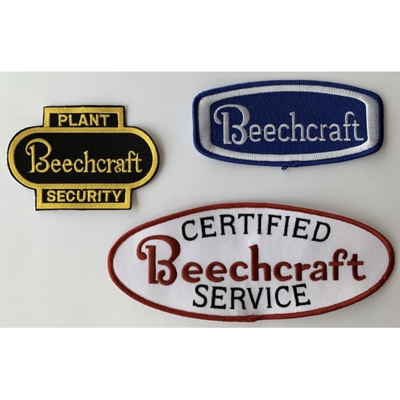Three (3) Beechcraft Embroidered Uniform Patches