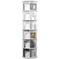 thumbnail image 3 of IAJXWI 6-Tier Wooden Rotating Bookcase, 360° Revolving Display Rack with 24 Shelves, White 74"x18"x18", 3 of 9