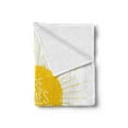 thumbnail image 2 of Here Comes the Sun Soft Flannel Fleece Blanket, Whimsical Illustration of Sun Times are Approaching Simplistic, Cozy Plush for Indoor and Outdoor Use, 50" x 70", Earth Yellow White, by Ambesonne, 2 of 5