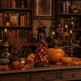 thumbnail image 5 of Whimsical Autumn Witch Figurine, Fall Harvest Witch Tabletop Statue with Leaf Gown, Seasonal Resin Decor for Mantel Shelf, Thanksgiving & Christmas Home Decor, Autumn Ember, 5 of 6