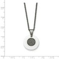 thumbnail image 4 of Stainless Steel Cable Necklace with Pendants Chain Polished White Ceramic w/CZ Circle 22in 22 inch 19.8 mm, 4 of 4