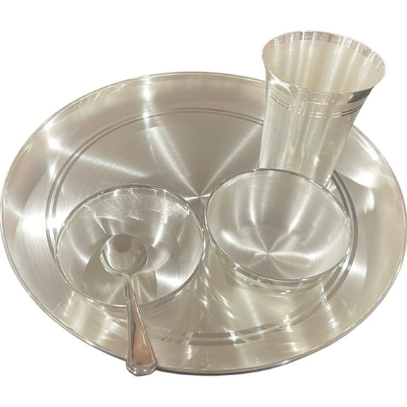 999 Pure Silver 11.0-Inch Hallmarked Exclusive Designer Heavy Western Plate Dinner Set - Set#03