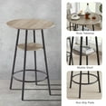 thumbnail image 5 of Noble House Round 3-Piece Bar Set, Pub Table with Shelf & 2 Upholstered Stools, Industrial Small Space Design, Grey, 5 of 12
