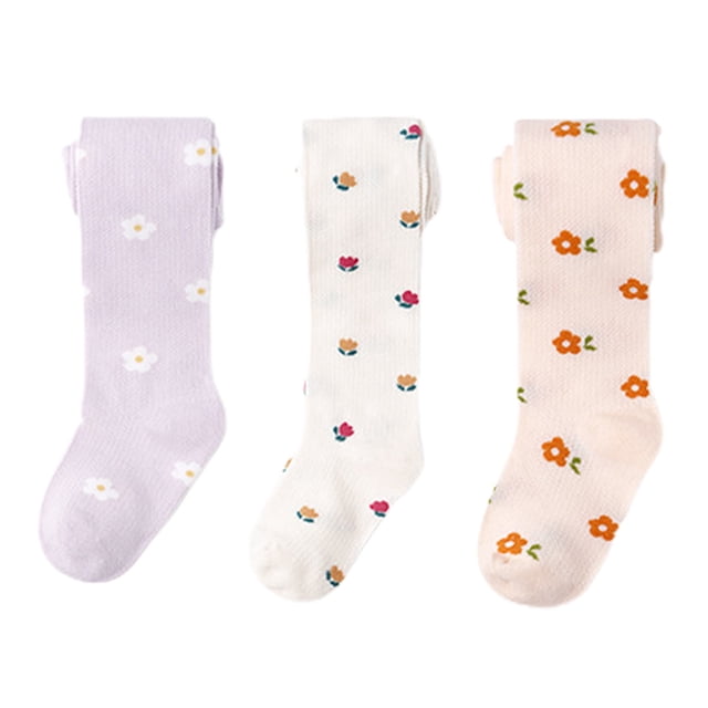 Laklulu Medias de algodón para niña, pantimedias finas ahuecadas de verano con encaje de malla para pies de niño