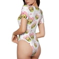 thumbnail image 3 of KLL Women 's Crew Neck Bodysuit Jumpsuits Avocado Lovers Print Short onesies Stretch T Shirts, 3 of 7