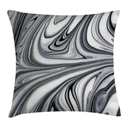 Mix Pillow - Apartment Decor Throw Pillow Cushion Cover, Mix of White and Black Hallucinatory Surreal Liquid Marble Figures Graphic Image, Decorative Square Accent Pillow Case, 16 X 16 Inches, Grey, by Ambesonne