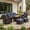 Brown-Navy Blue, variant on LayinSun 7 Pieces Patio Outdoor Conversation Set, Wicker Furniture Set with Swivel Chairs and Fire Pit Table 7-Seat