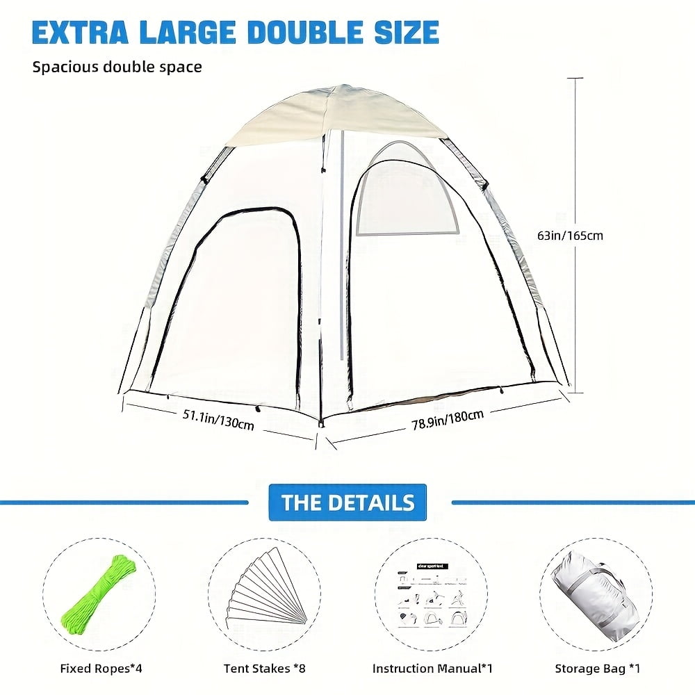 Panoramic transparent waterproof tent, lightweight and large 1-3 person tent for sports, outdoor cleaning tent, rain shelter for watching sports events, camping, fishing, suitable for all seasons