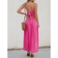 thumbnail image 3 of Vestido largo CUPSHE con cuello en V retorcido, sin mangas, rayón rosa intenso, 3 of 7