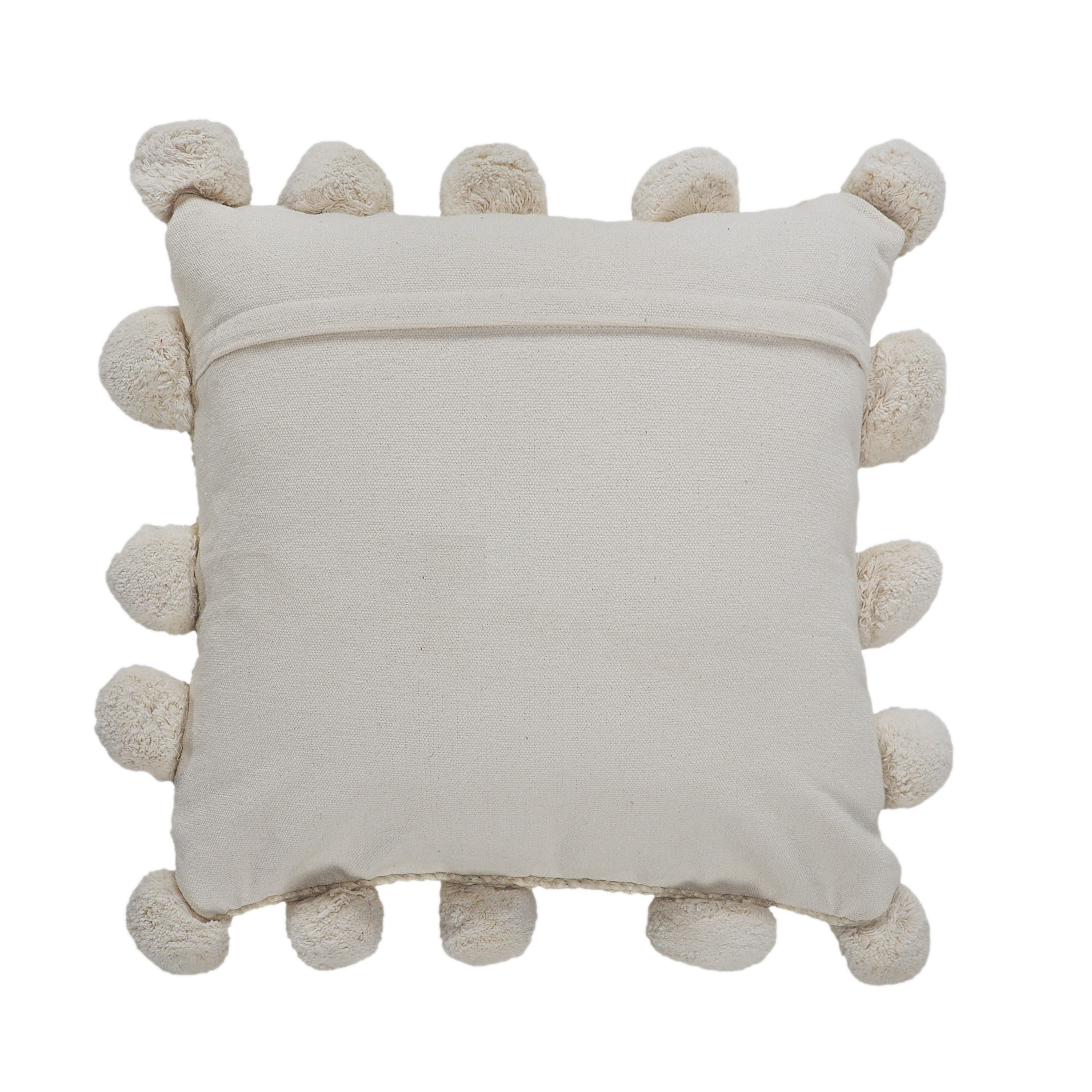 Ox Bay Quade 20" x 20" Natural Solid Jute Pom Pom Bordered Adult Decorative Throw Pillow
