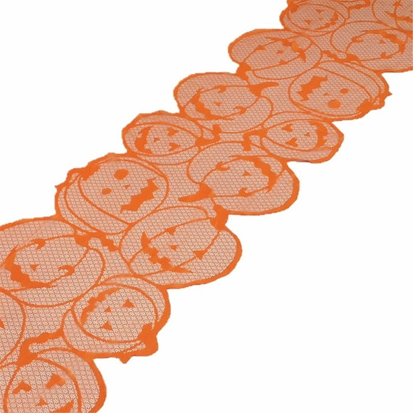 Aihimol Orange Pumpkin Table Runner for Halloween Table Decorations - Lace Halloween Table Runners 72x14 Inch - Table Centerpiece Decor Idea