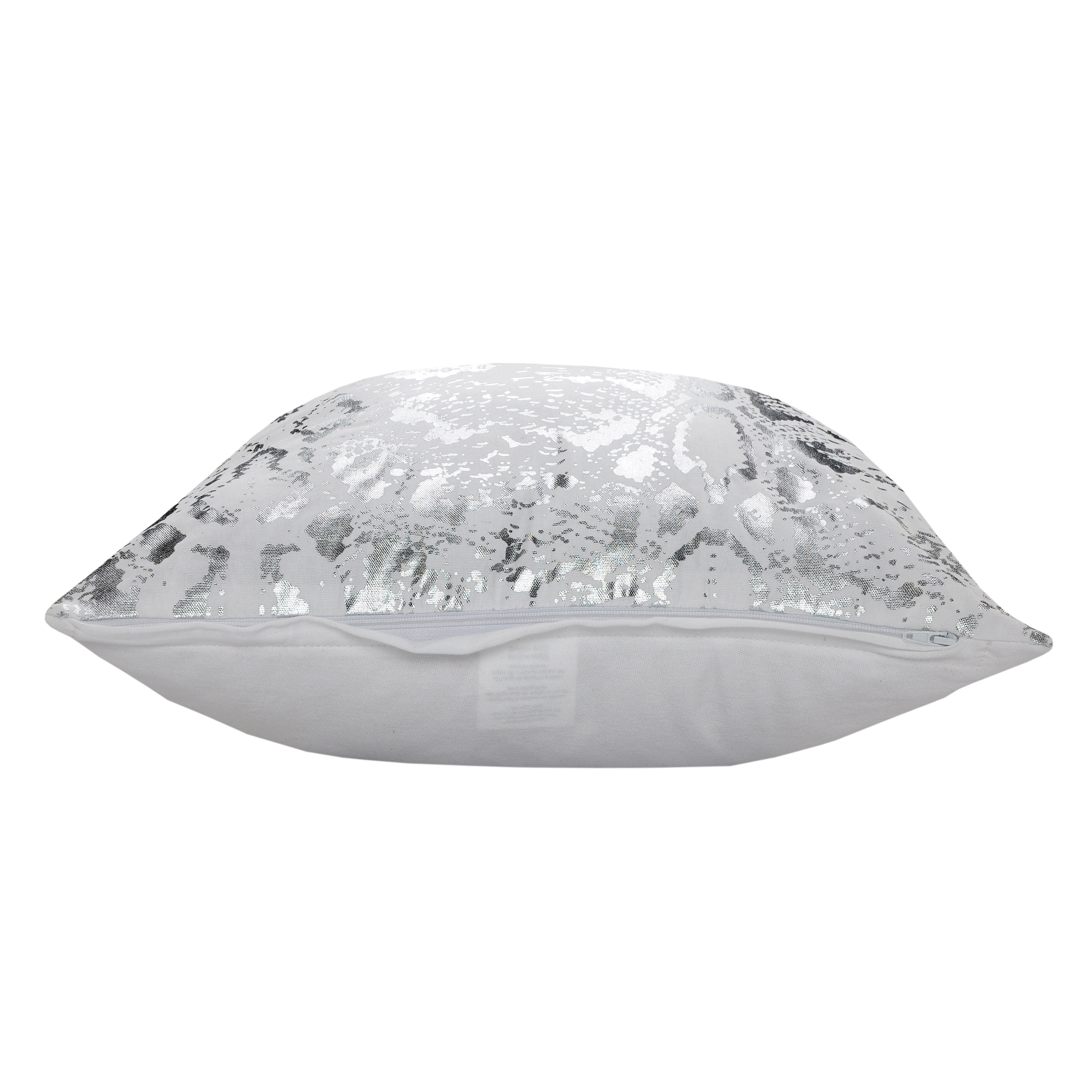 LR Home Beaux Modern Glam Cotton Throw Pillows, White Silver, 20" x 20", Set of 2