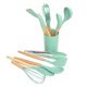 thumbnail image 1 of Juego de utensilios de cocina de 12 piezas Juego de utensilios de cocina de silicona con soporte Mango de madera para artículos esenciales para el hogar Utensilios de cocina antiadherentes Verde, 1 of 10
