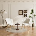 thumbnail image 6 of Velvet Accent Chair with Gold Metal Legs, Vanity Chair for Makeup Room, Upholstered Guest Chair for Living Room, Side-Chair for Bedroom, White, 6 of 7