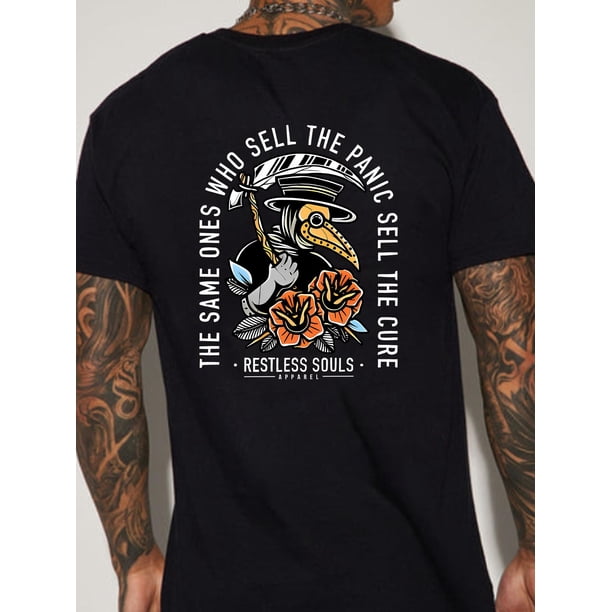 Graphic - Camiseta para hombre, color negro, pequeñaMen's Graphic , Casual Style, Soft Cotton, Comfortable Fit, Crew Neck T-Shirt With Simplistic Print Tee For Adult, Men, Women, Teen, Teenager, Ado