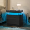 thumbnail image 5 of SAYGOGO 2 Drawer Black Woodgrain Nightstand, Modern Adjustable LED Bedside Table with Open Shelf for Bedroom, 5 of 9
