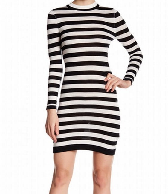 black and white striped sweater dress