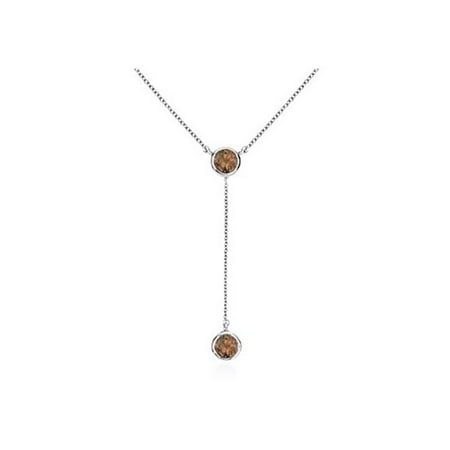 UBNKBK7039W14ST Smoky Quartz Drop Necklace with 0.20 Carat in White Gold 14K Bezel Setting