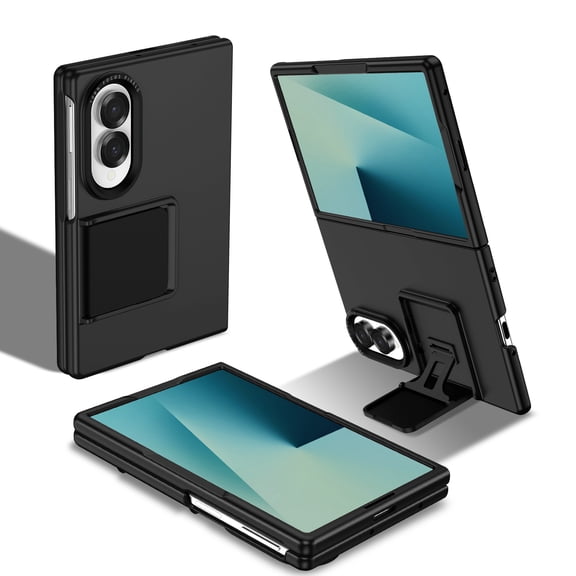 Decase for Samsung Galaxy Z Fold 8 Case, Folding Stereo Stand Hard PC Shockproof Protective Cover with Kickstand Design, Black