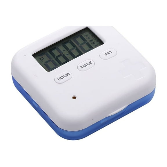 2pcs Pill Organizer,Portable Medicine Box Daily Medicine Organizer Box with Alarm Reminders-4 Compartment Medicine Pill Container Case