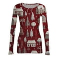 thumbnail image 5 of JGNGSHN Long Sleeve Christmas Shirts for Women Stretch Fitted Round Crew Ribbed Tops Print Tee Shirt Fall Winter Clothes, 5 of 7