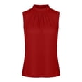 thumbnail image 4 of Womens Elegant Satin Camisole Top Pleated Detail Sleeveless Halter Neck Work Formal Blouse Red S, 4 of 4