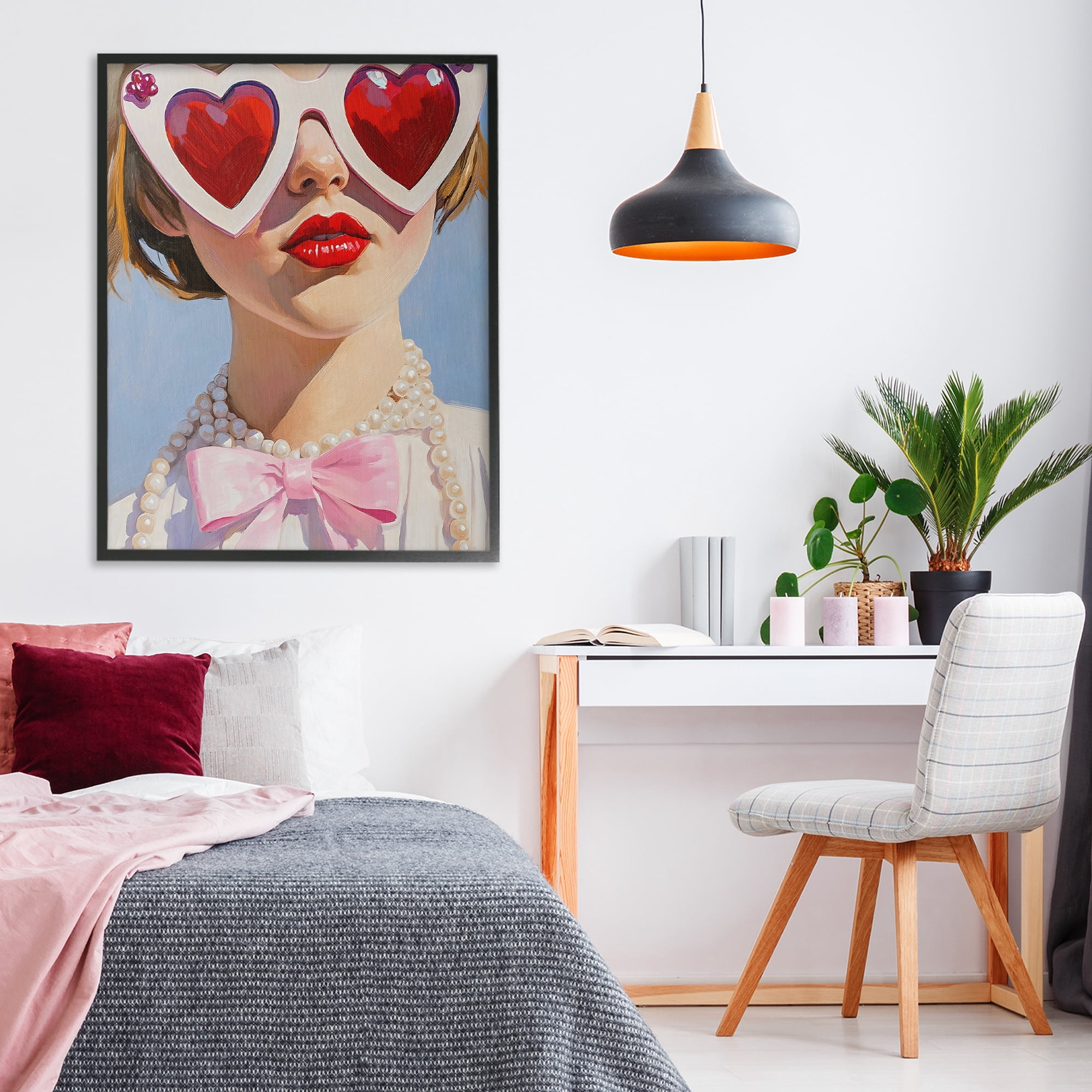 Stupell Industries Romantic Red Heart Glasses Black Framed Giclee Art, design by The Prints Vibe