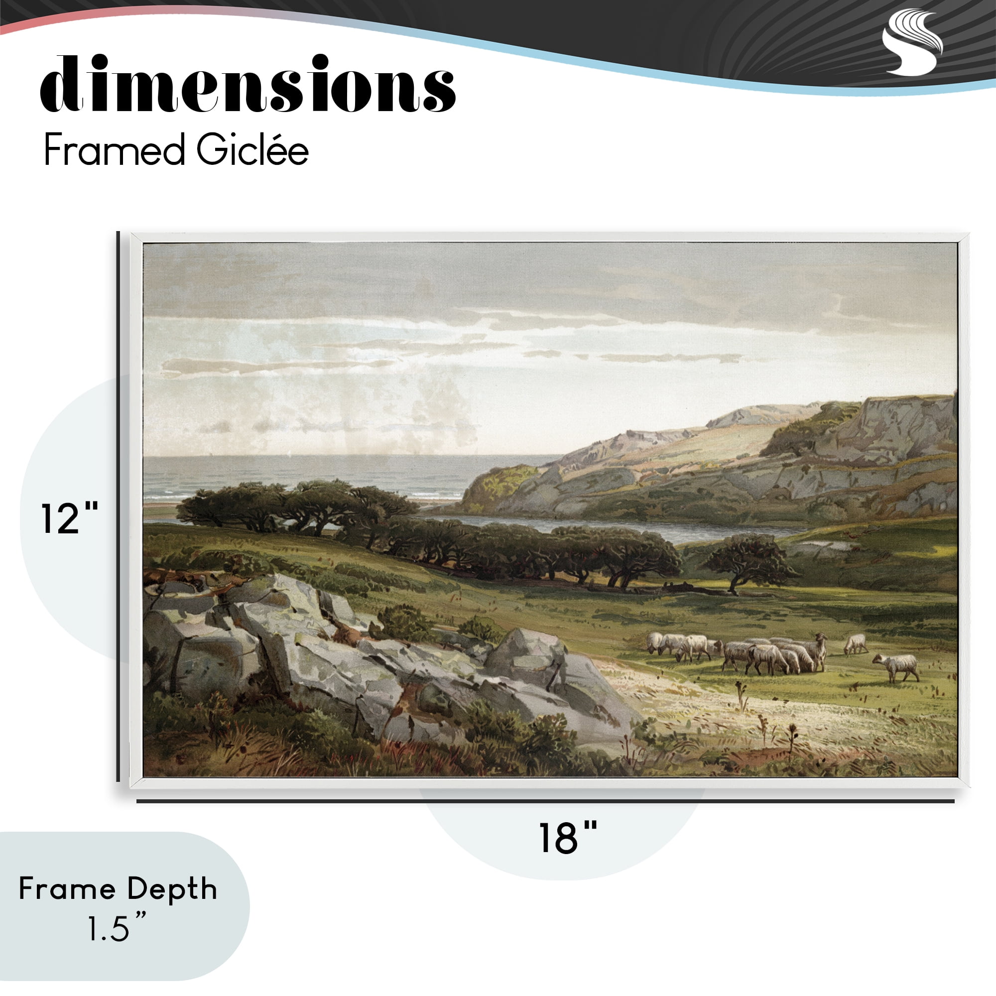 Stupell Industries Sheep in Passionate Landscape White Framed Giclee Art, design by Lula Bijoux & co.