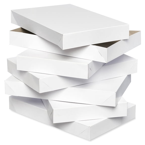 American Greetings Large White Shirt Boxes with Lids for All Holidays (6 Boxes, 14.75'' x 9.5'')