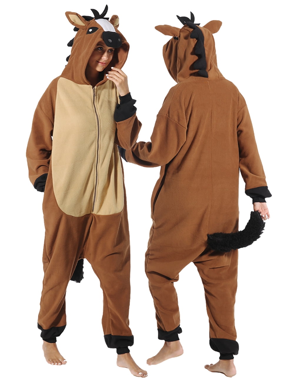 Horse Onesie Adult Brown Horse Costume Animal Halloween Cosplay