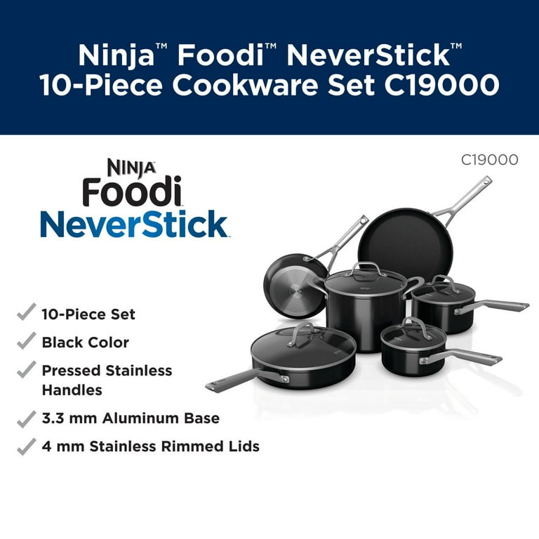 Ninja C19000 Foodi NeverStick 10-Piece Cookware Set, Black