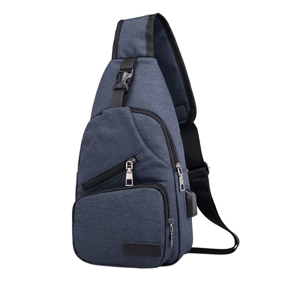 Crossbody Sling Backpack for Men Women, Travel Hiking Chest Bag Daypack with Multi Pockets, Lightweight Nylon Shoulder Bag for Outdoor Daily Use, Casual Daypack for Everyday Carry (Blue)
