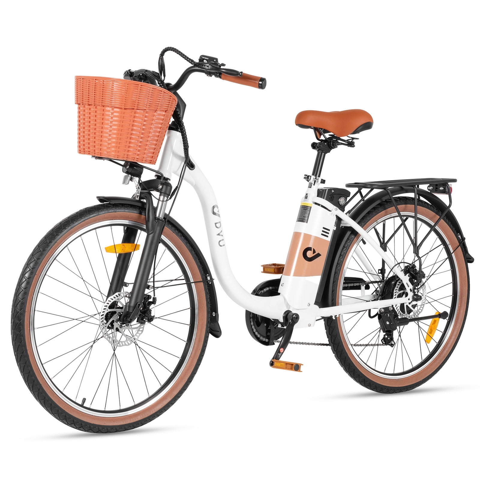 DYU 26" Commuter Electric Bike for Adults, Peak 500W 36V 15.6AH, Pedal-Assist, Shimano 7-Speed, Cruiser City E Bike UL2849