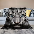 thumbnail image 2 of COMIO  White Tiger Stare Raschel Throw Blanket, 2 of 6