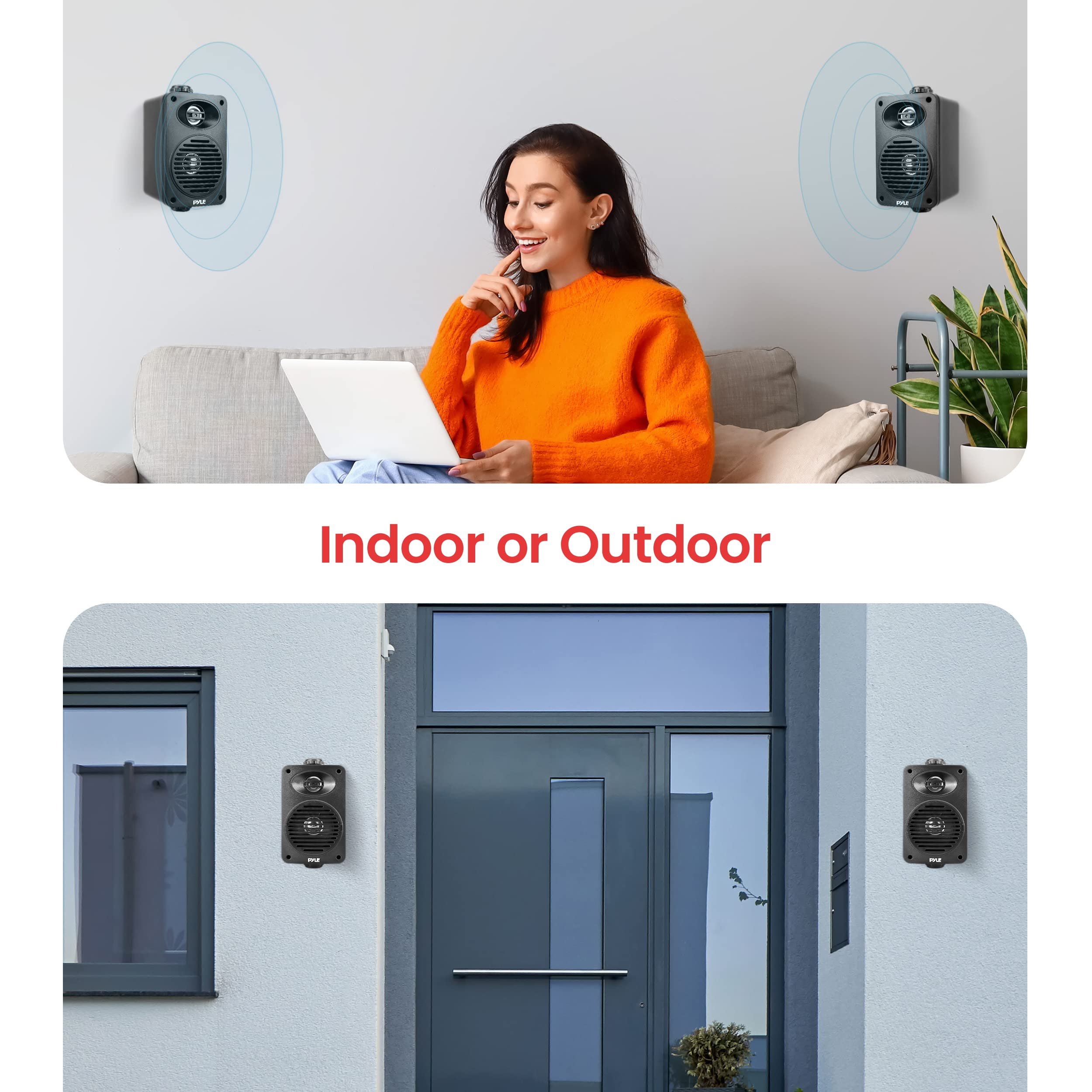 3.5” 2-Way Indoor/Outdoor Bluetooth Speaker System - 1/2” High Compliance Polymer Tweeter (Black)