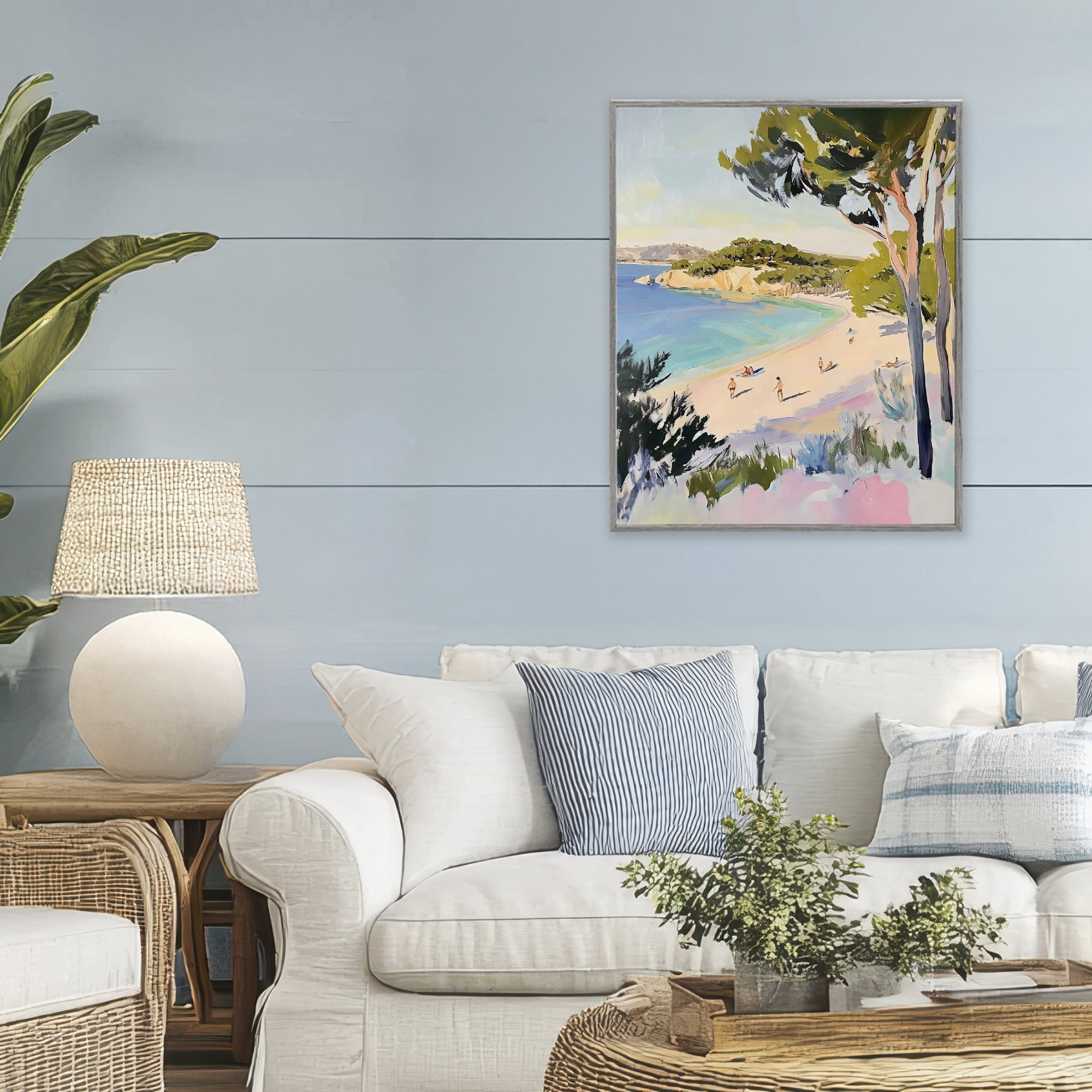 Stupell Industries Amalfi Coast Beach Escape Gray Framed Giclee Art, design by The Prints Vibe