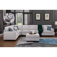 thumbnail image 4 of 9-Piece Linen Fabric Upholstered Sectional With Console & Ottoman-Light Gray, 4 of 14