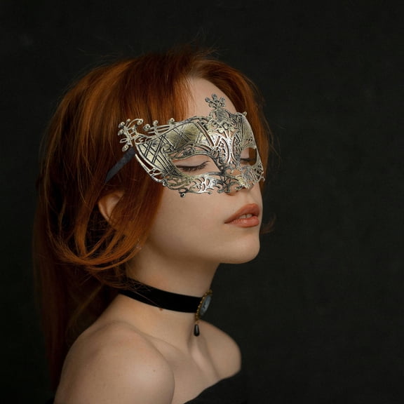 OULII Season Fox Half Face Carnival Mask Vintage Plastic