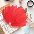 thumbnail image 4 of Byfri Red Exquisite Feather Hand Fan Vintage Folding Handheld Fan for Dance Party 30x30cm, 4 of 7