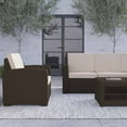 thumbnail image 3 of Merrick Lane 4 Piece Chocolate Brown Faux Rattan Patio Furniture Set with 2 Chairs and Sofa with Removable Beige Cushions and Table, 3 of 12