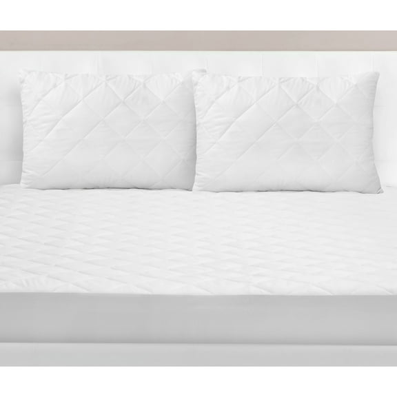 Safdie & Co. Quilted Queen Pillow Protector Cover in White (Set of 2)