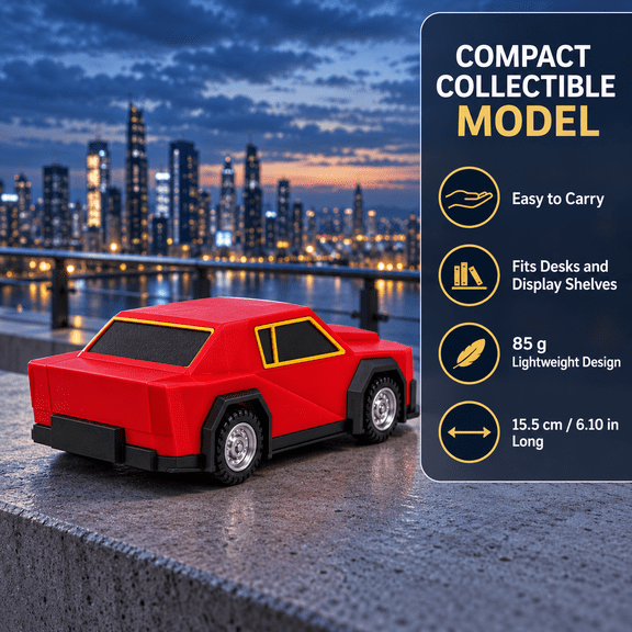 Red Weather Interceptor Vehicle Model, Storm Chaser Research Car with Rolling Wheels and Detachable Parts, Plastic Display Car for Desk, Shelf, Cabinet and Collection