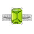 thumbnail image 2 of Dazzlingrock Collection 10x7mm Emerald Cut Peridot & 1.19 Ctw Round White Diamond Eternity Wedding Ring Set for Ladies in 18K White Gold, Size 5, 2 of 5