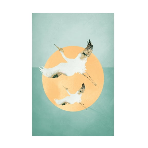 Trademark Fine Art Aureous Mint Green Sun a Cranes Canvas Wall Art
