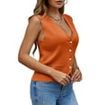 thumbnail image 4 of Sleeveless Sweater Women's Fashion Casual Loose Spring Summer Waistcoat V Neck Button Knit Vest, 4 of 6