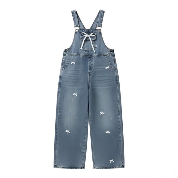 XXWXYD Girls Denim Overalls Adjustable Straps Wide Leg Jumpsuit Casual Sleeveless Vintag𝖾 Bib Overall Summer Teen Fashion Comfortable Pockets Street Style