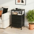 thumbnail image 4 of EDX Nightstand with 3 Fabric Drawers, Charging Station with USB/Type-C Ports and Outlets, Adjustable Feet and Light Strip for Bedroom, Black, 4 of 10